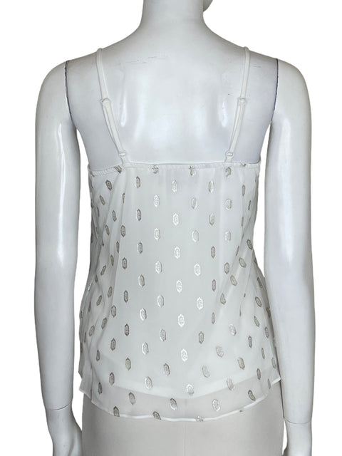 Camisa White House Black Market Estampado Metalizado Blanco - Talla XS