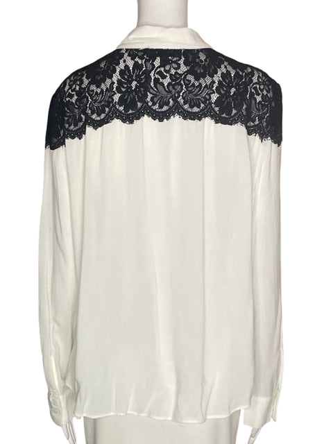 Camisa Karen Kane de Viscosa Lisa Encaje Manga larga Blanco - Talla L