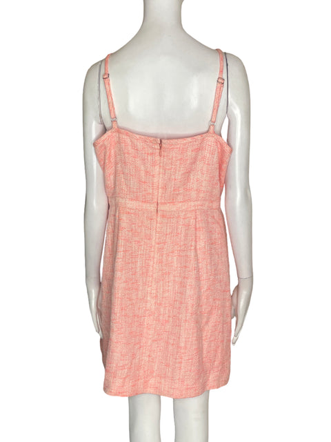 Vestido J Crew Tiras Texturizado Cuello v Rosado - Talla 12