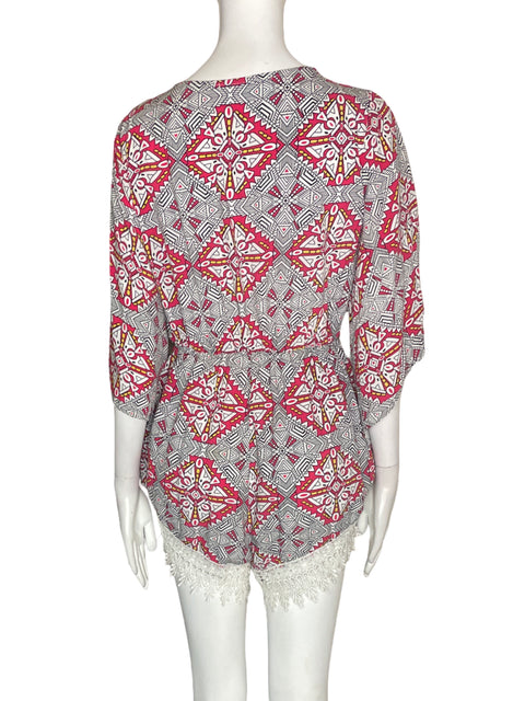 Romper Heidilicius Estampado Tejido Mini Rosado - Talla L