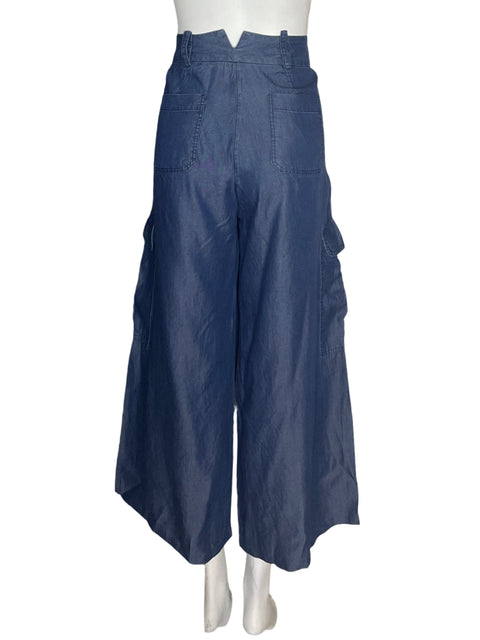 Pantalón Padova Cargo Liso Palazo Azul - Talla M