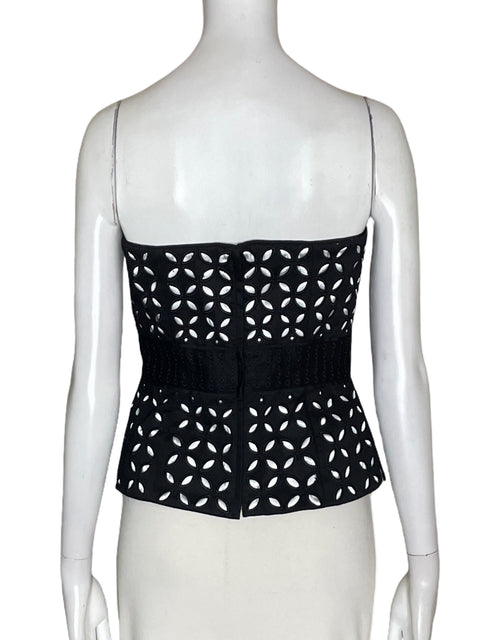 Corset White House Black Market Strapless Troquelado Negro - Talla 0