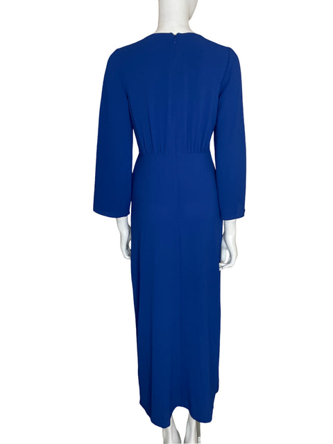 Vestido Donna Morgan Maxi Cuello v Azul - Talla 4