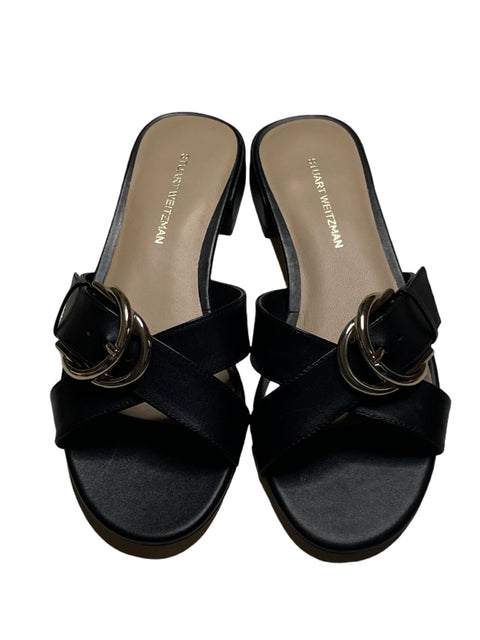 Sandalia Stuart Weitzman Maxy Slide Tacón bajo Negro - Talla 6