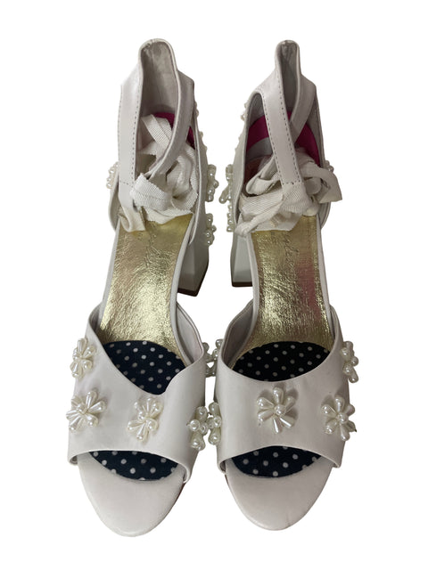 Sandalia Forever Soles Apliques Tacón medio Romana Blanco - Talla 37