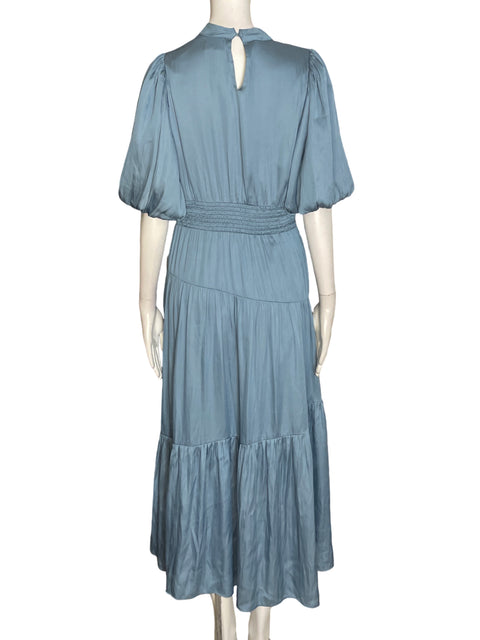 Vestido Thml Liso Ruchas Suelto Azul - Talla M