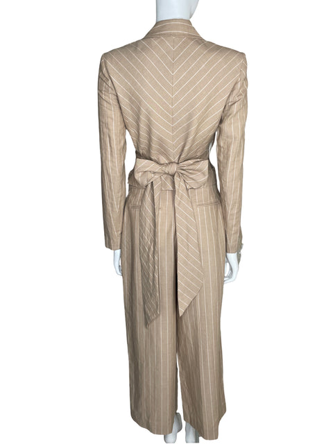 Conjunto Bcbg de Lino Cropped cruzado Beige - Talla 4