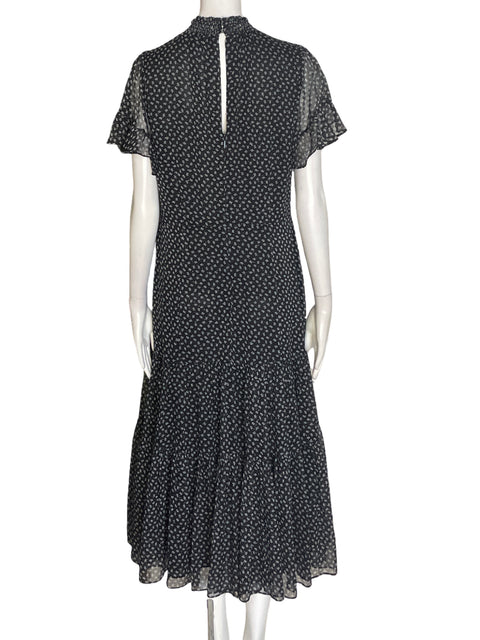 Vestido Whistles Manga corta Ruchas Liso Negro - Talla M