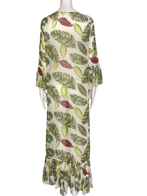 Vestido Alejandra Lebrija Estampado Hojas Maxi Verde - Talla M