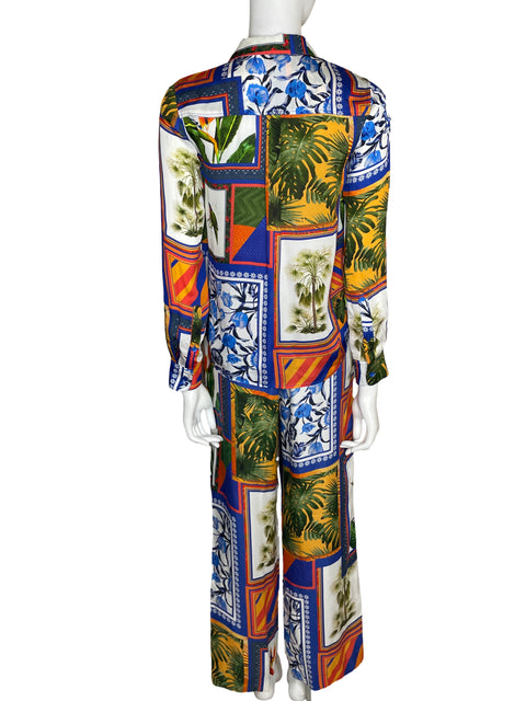 Conjunto Ecru de Viscosa Estampado Azul - Talla XS