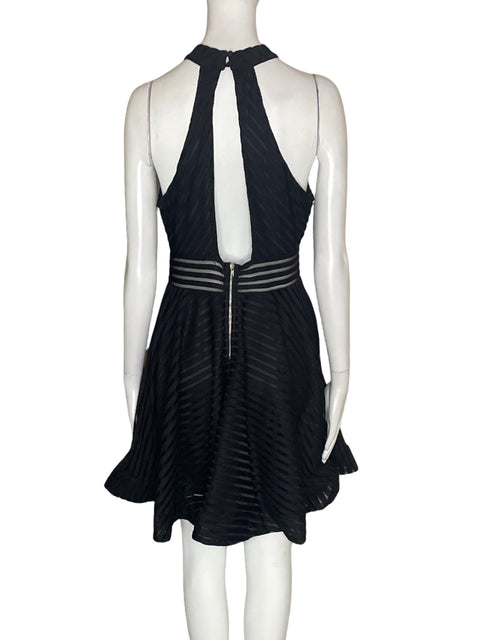 Vestido The Clothing Company Ruchas Transparente Halter Negro - Talla M