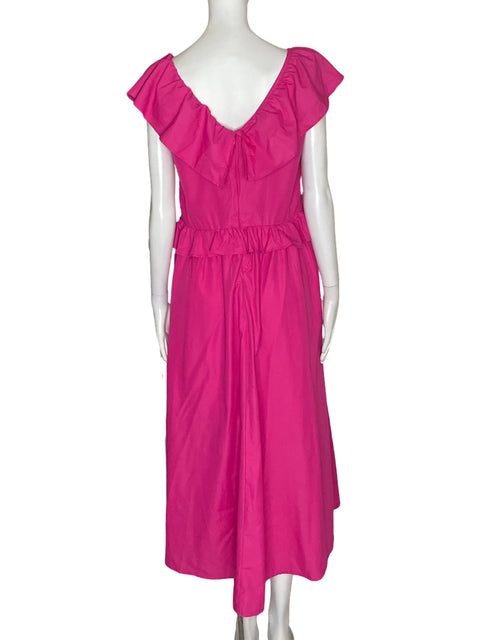 Vestido Sfera Basic Liso Cuello v Ruchas Rosado - Talla S