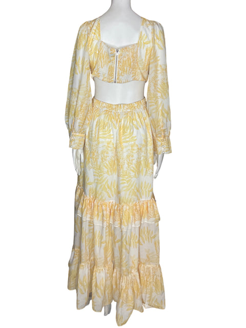Vestido Beulah Cut-out Estampado Maxi Amarillo - Talla M