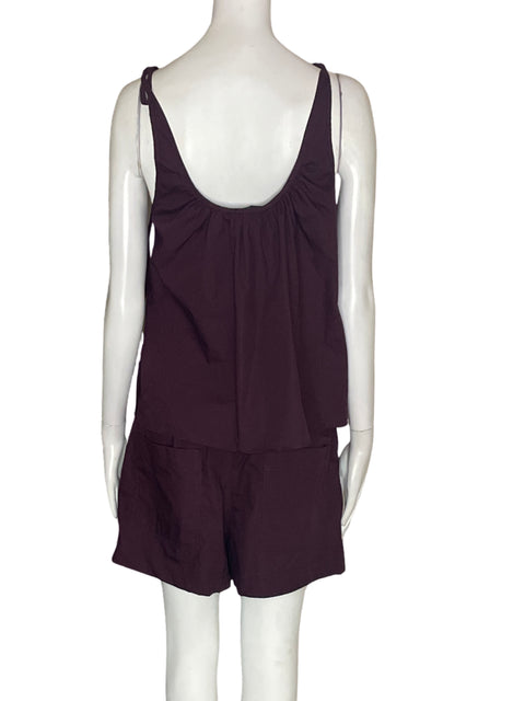 Conjunto Zara Tiras Blusa/short Mini Marrón - Talla M