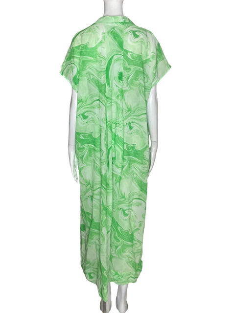 Vestido Ganni Maxi Fluido Estampado Verde - Talla M
