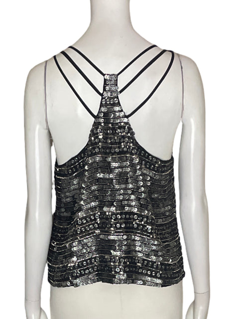 Blusa Parker Tiras Lentejuela Sin mangas Negro - Talla XS