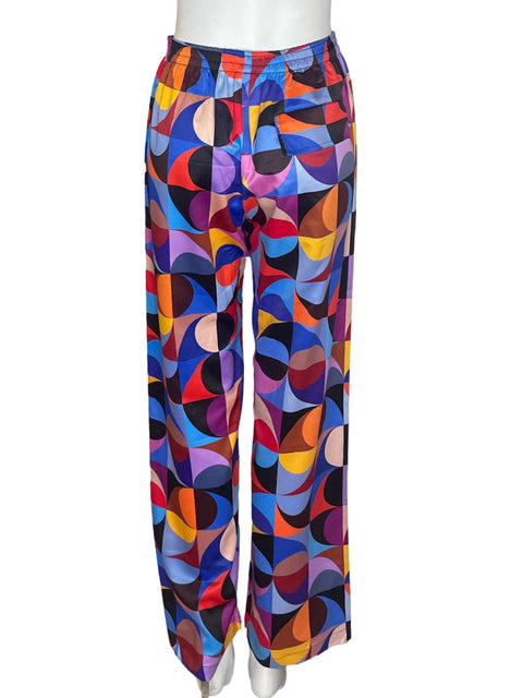 Pantalón Angelica Silvera Estampado Recto Elastico Morado - Talla U