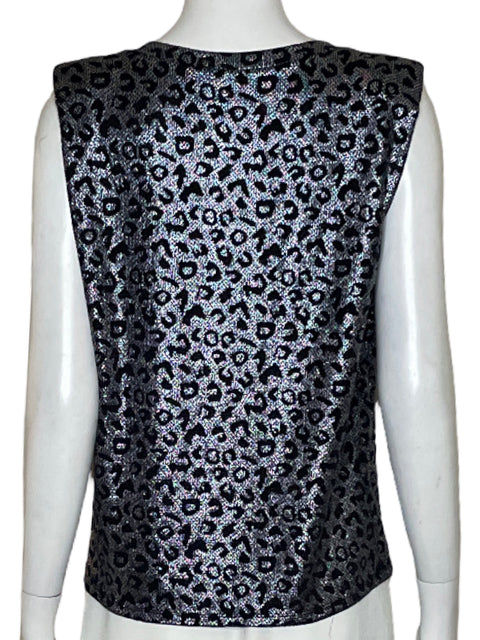 Top Morgan Cuello V Metalizado Plateado - Talla M