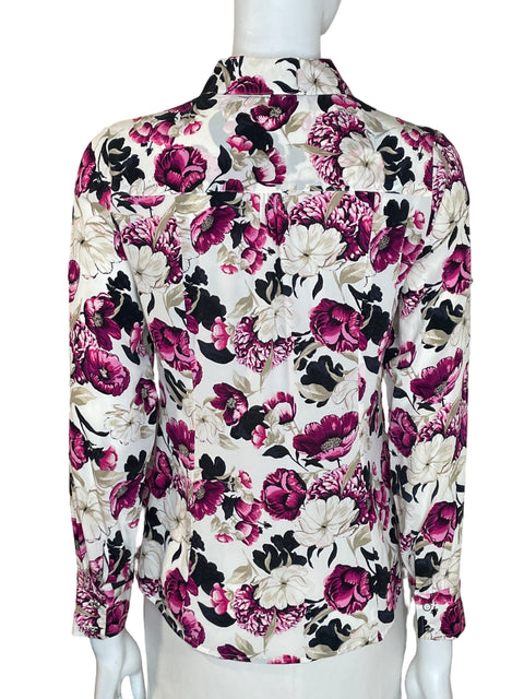 Camisa White House Black Market de Seda Estampado Floral Rosado - Talla 4