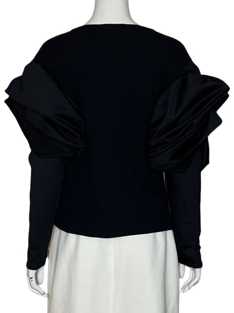 Suéter Adriana Capasso Abullonado Liso Negro - Talla L