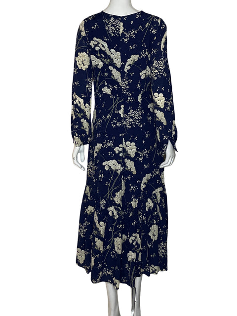 Vestido Massimo Dutti Floral de Viscosa Vuelos Azul - Talla 6