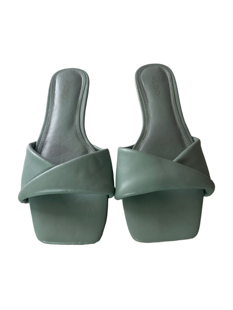 Sandalia Aldo Baja Cruzada Destalonado Verde - Talla 6.5