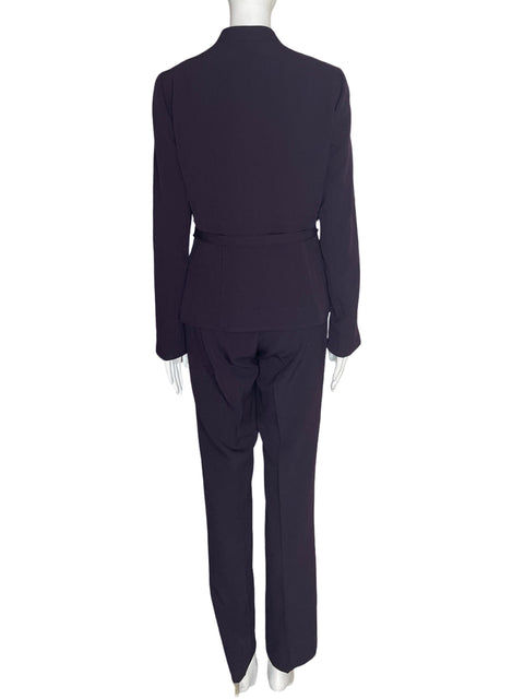 Conjunto Tahari Blazer/pantalon Recto Botones Morado - Talla 6