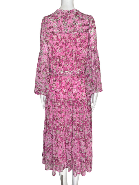 Vestido Michael Kors Estampado Floral Maxi Rosado - Talla 10