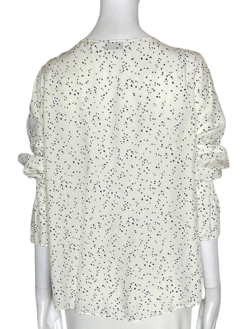 Blusa Faris Atelier Estampado Ruchas Suelto Blanco - Talla 6