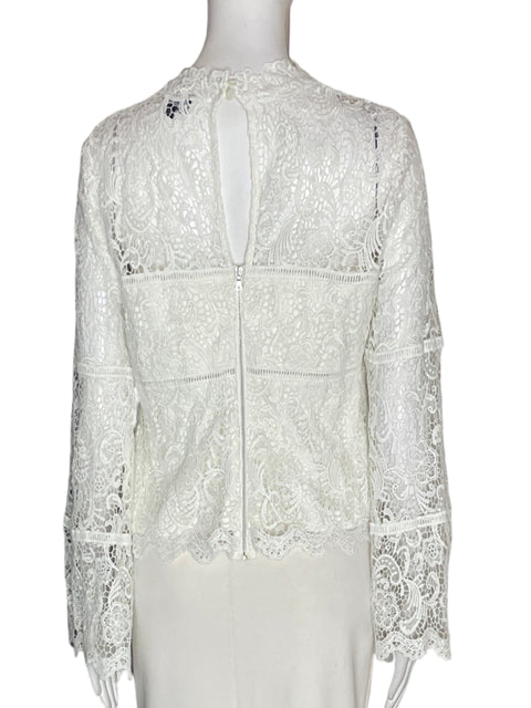 Blusa Bardot Tejido Zipper Cuello redondo Blanco - Talla M