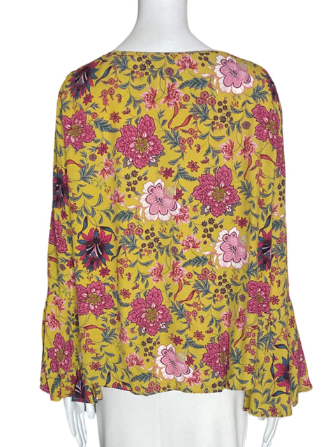 Blusa Karen Kane de Viscosa Estampado Cuello redondo Acampanada Amarillo - Talla S