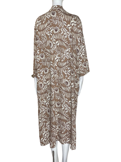 Cardigan Vaitiare Estampado Abierto Marrón - Talla U