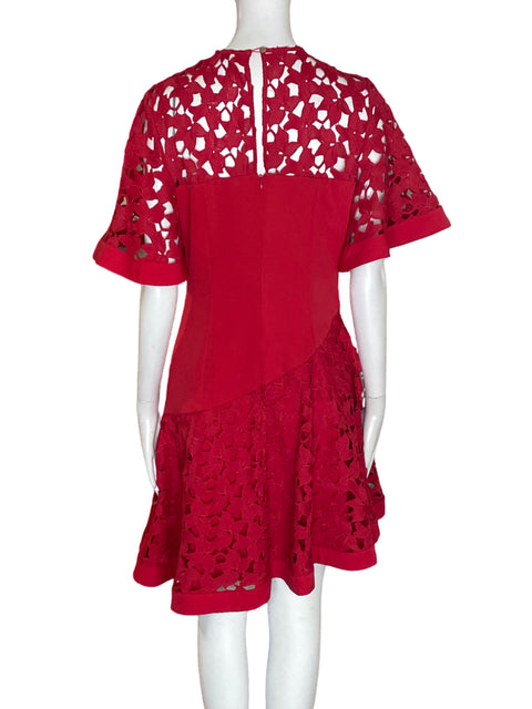 Vestido Keepsake Troquelado Manga corta Rojo - Talla M