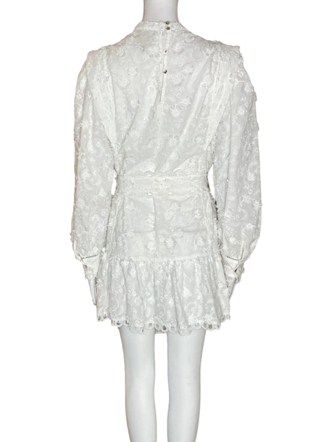 Vestido Farm Rio de Algodón Mini Abullonado Blanco - Talla M