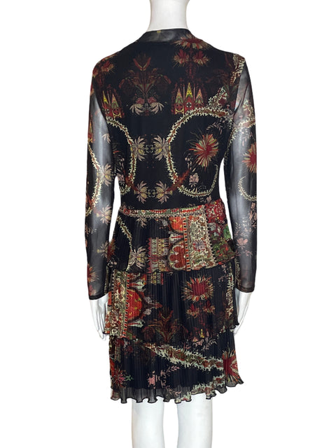 Vestido Desigual Estampado Manga larga Negro - Talla L
