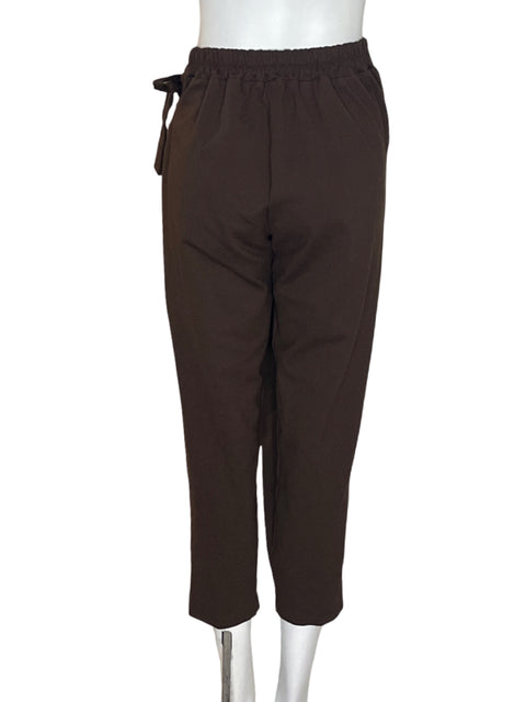 Pantalón New Collection de Viscosa Cruzado Lazo Marrón - Talla L