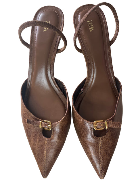 Zapato Zara Punta cerrada Destalonado Marrón - Talla 37