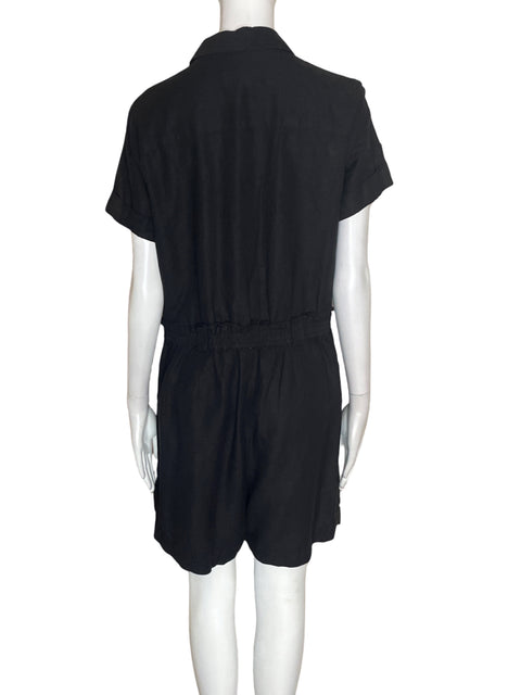 Romper Karl Lagerfeld de Lino Liso Cuello v Negro - Talla M