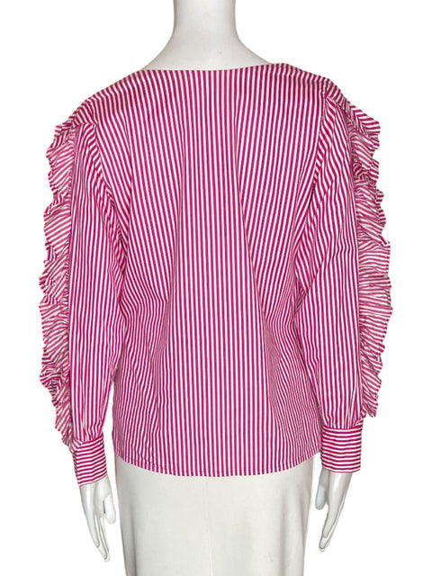 Blusa Santo Pratto de Algodón Rayas Ruchas Rosado - Talla 10