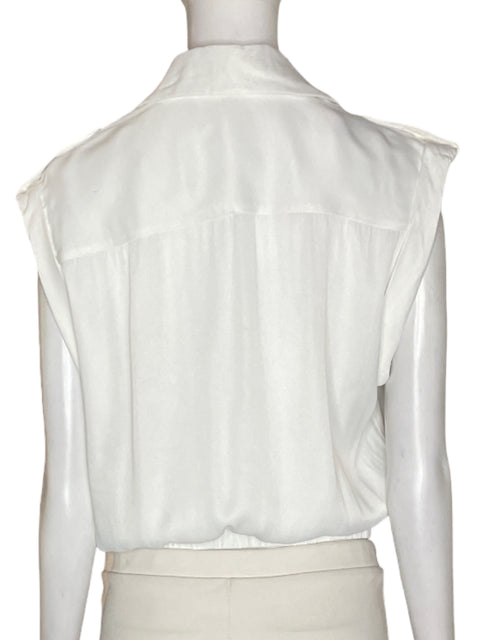 Blusa Studio F de Viscosa Sin mangas Cruzado Blanco - Talla M