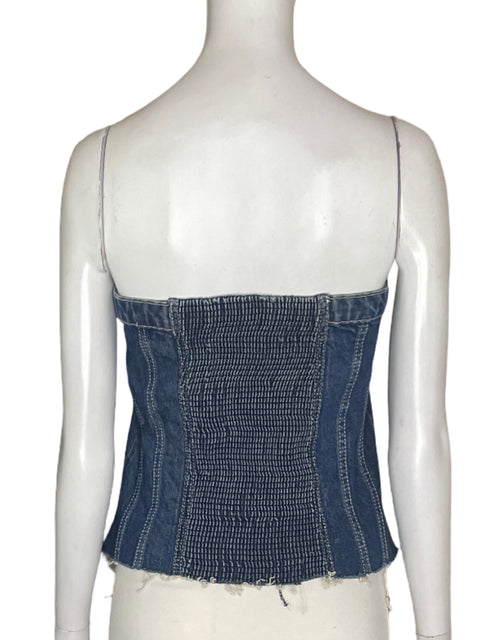 Top Zara Strapless Botones Azul - Talla L