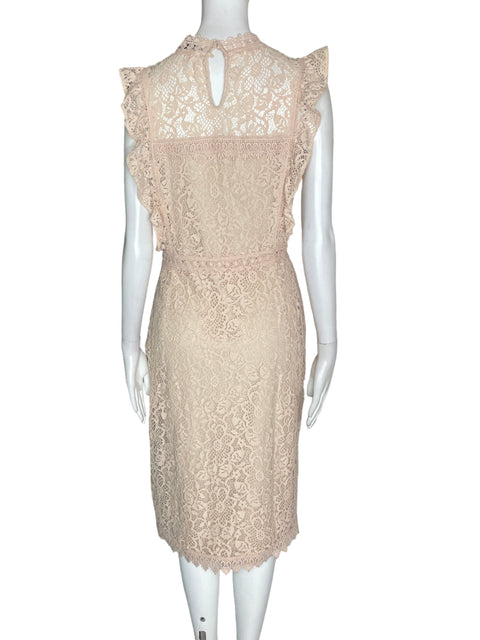 Vestido Zara Encaje Sin mangas Beige - Talla M