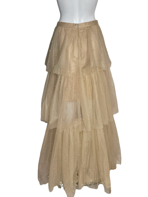 Falda Bias Tul Perlas Beige - Talla S