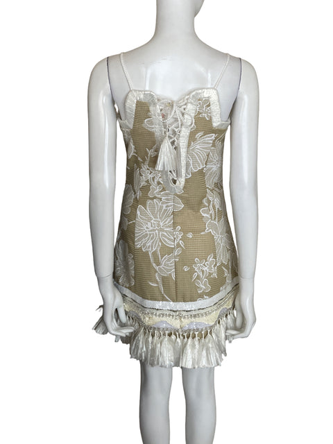 Vestido Alexis Bordado Flecos Beige - Talla M