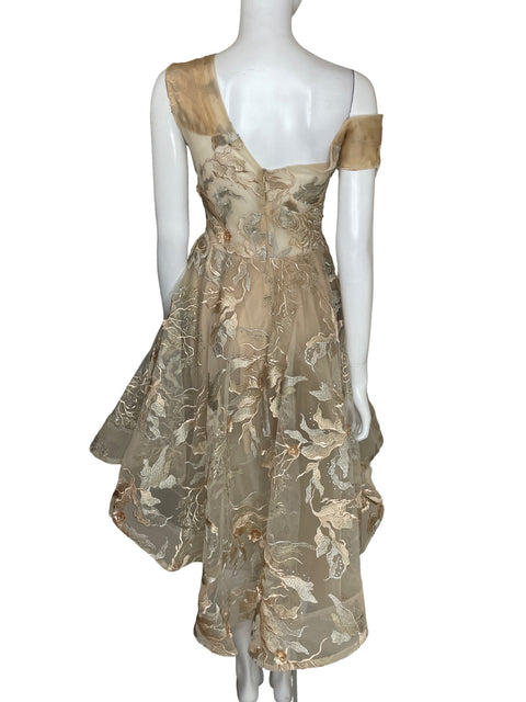 Vestido Mona Rosa de Algodón Bordado Brillo Beige - Talla S