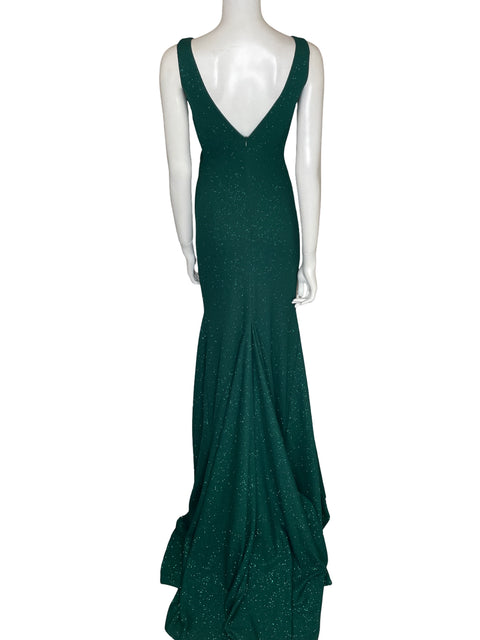 Vestido De Fiesta Jovani Maxi Brillo Verde - Talla 8