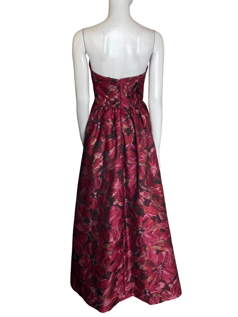 Vestido David Meister Strapless Estampado Rojo - Talla 8