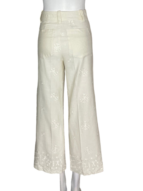 Pantalón Zara Recto Palazo Blanco - Talla XS