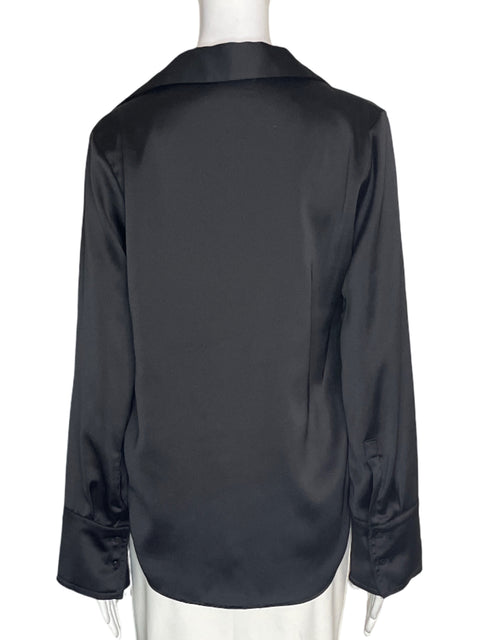 Camisa Zara Manga larga Satinado Negro - Talla M