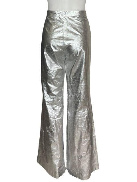 Pantalón Sandro Liso Satinado Gris - Talla 38